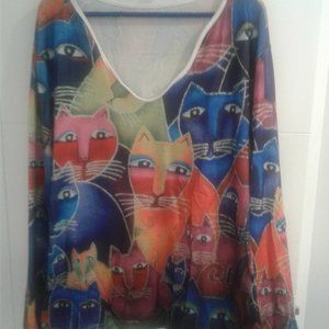 Women's multicolor cat sweater XL